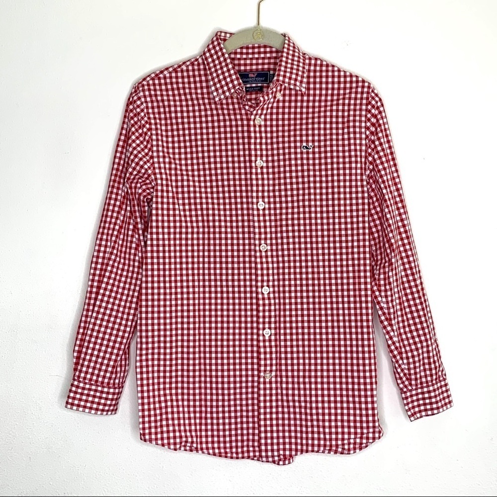 VINEYARD VINES red checkered button down (Boys 16)